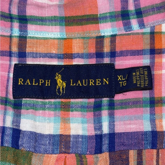 Ralph Lauren Casual Plaid Button Down Shirt Men’s XL Pony Short Sleeve Pink Blue - Picture 2 of 9
